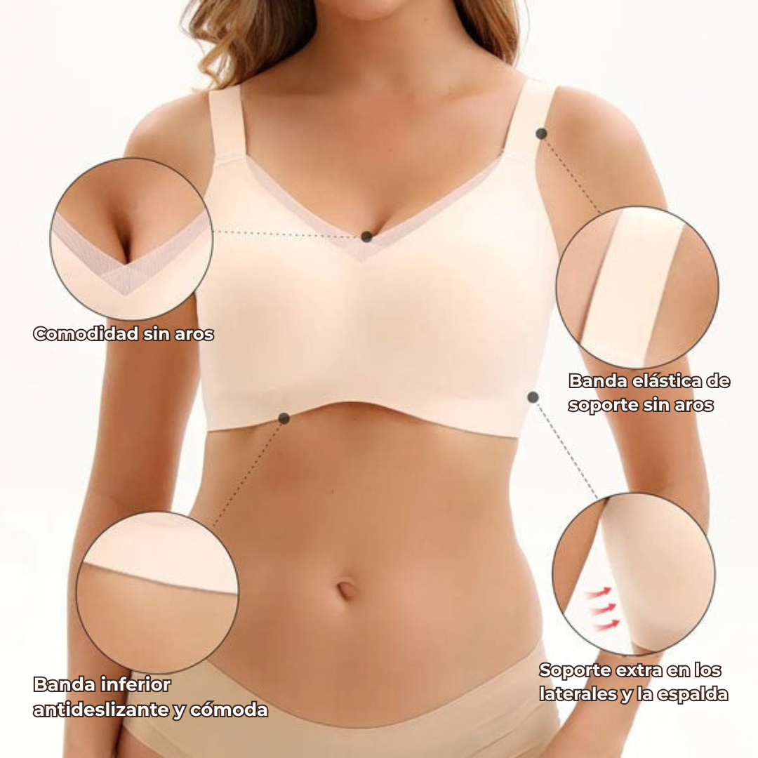 Sujetador Cómodo sin Aros con Encaje y Realce Suave