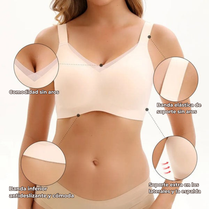 Sujetador Cómodo sin Aros con Encaje y Realce Suave