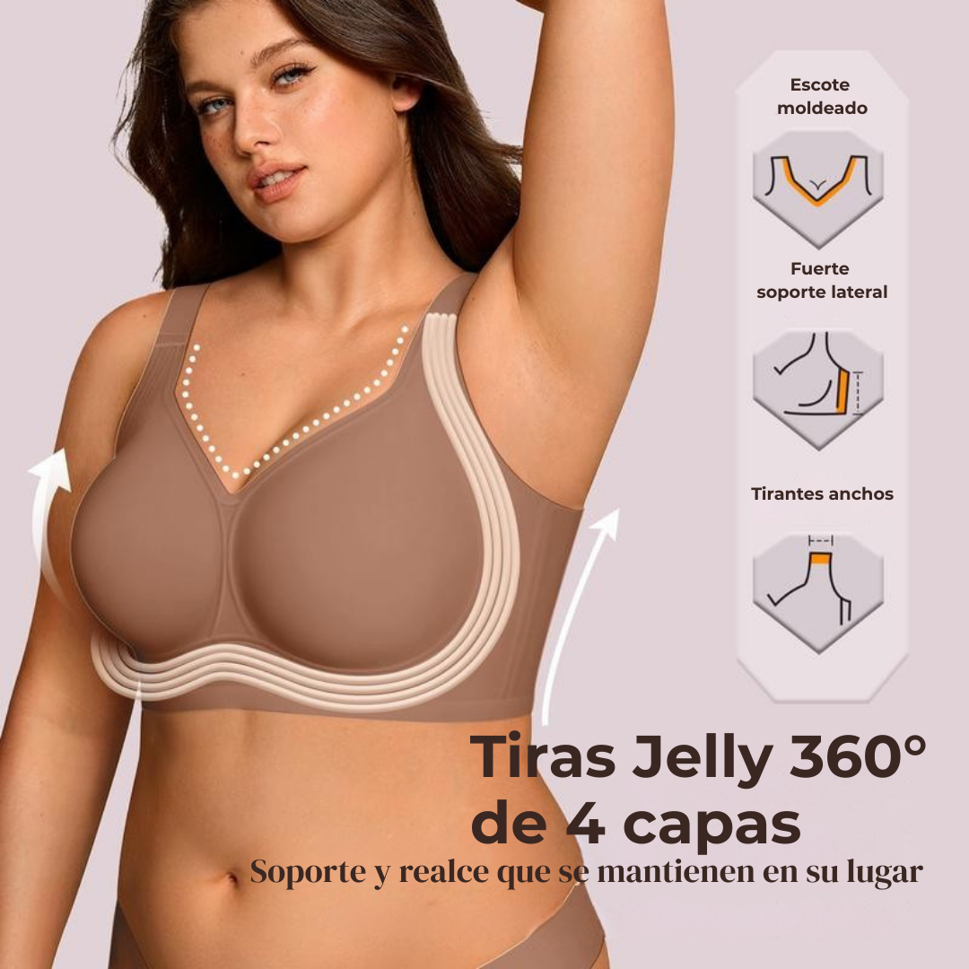 Sujetador sin aros Jelly Bra Plus Size con Soporte y Banda 360°
