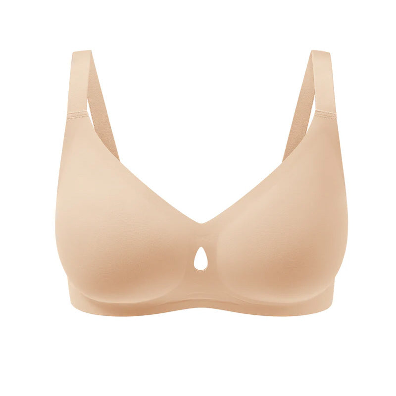 Beige bra on a white background