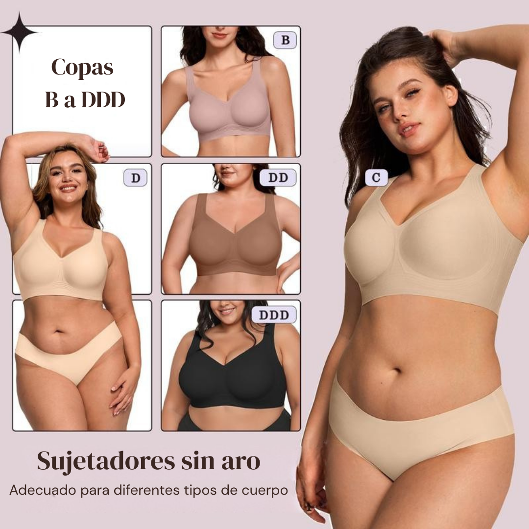 Sujetador sin aros Jelly Bra Plus Size con Soporte y Banda 360°